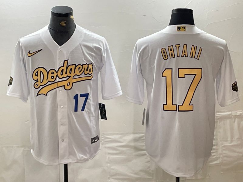 Men Los Angeles Dodgers 17 Ohtani White All Star Nike Game MLB Jersey style 3